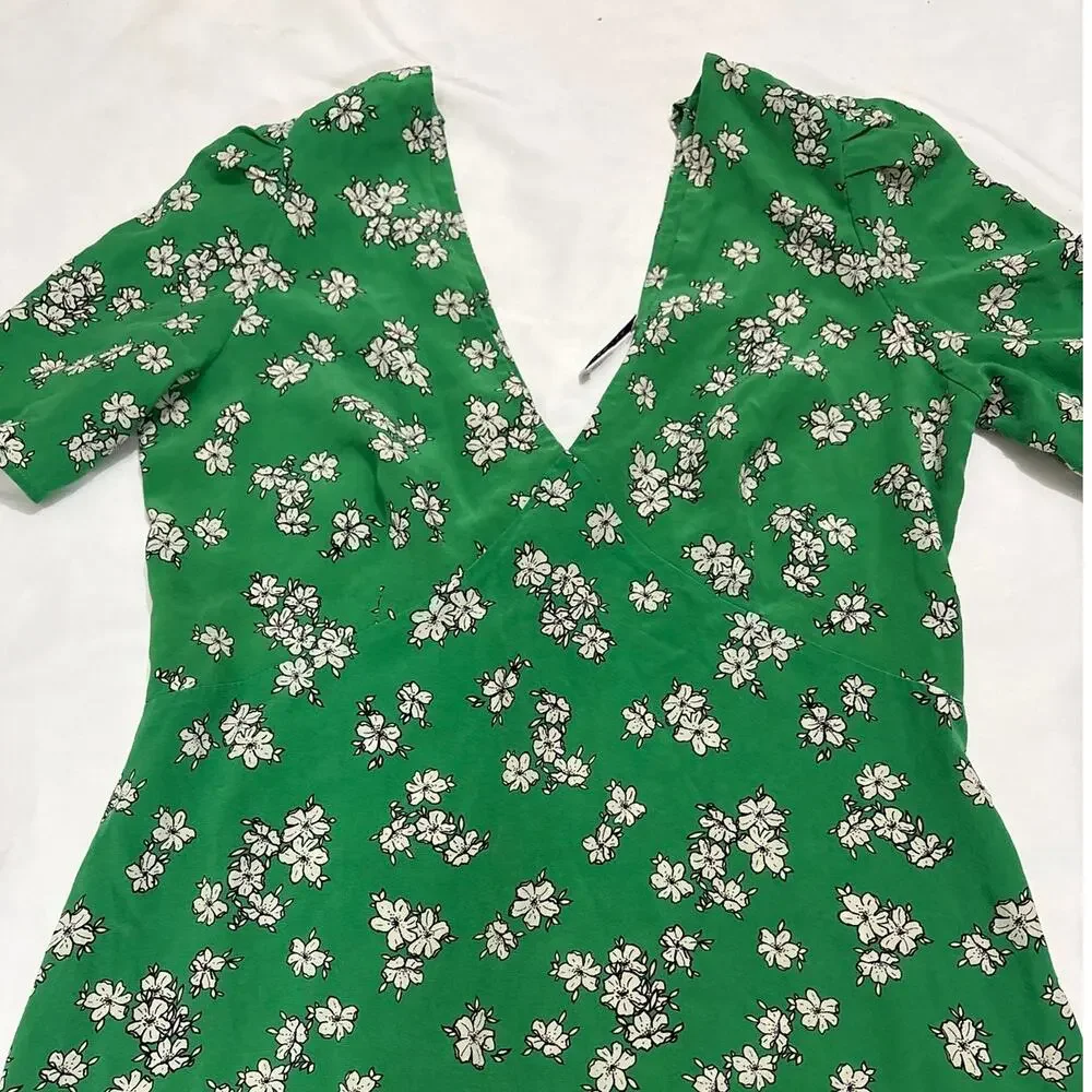P.A.R.O.S.H. Women’s Large 100 % Silk Floral Midi Dress Cottagecore Garden Party